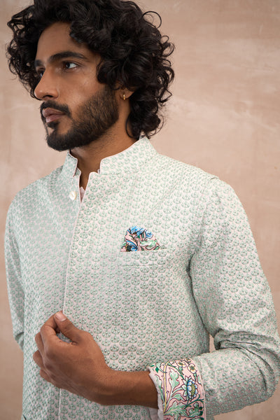 Arjan Dugal Inara 3.0 Nehru Jacket Set Sea Green indian designer wear online shopping melange singapore