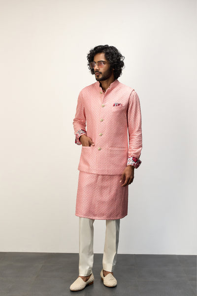 Arjan Dugal Inara Nehru Cotton Candy Jacket Set indian designer wear online shopping melange singapore