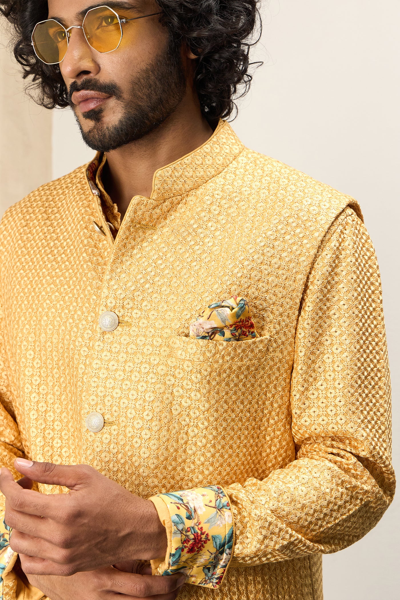 Arjan Dugal Inara Nehru Jacket Golden Hour indian designer wear online shopping melange singapore