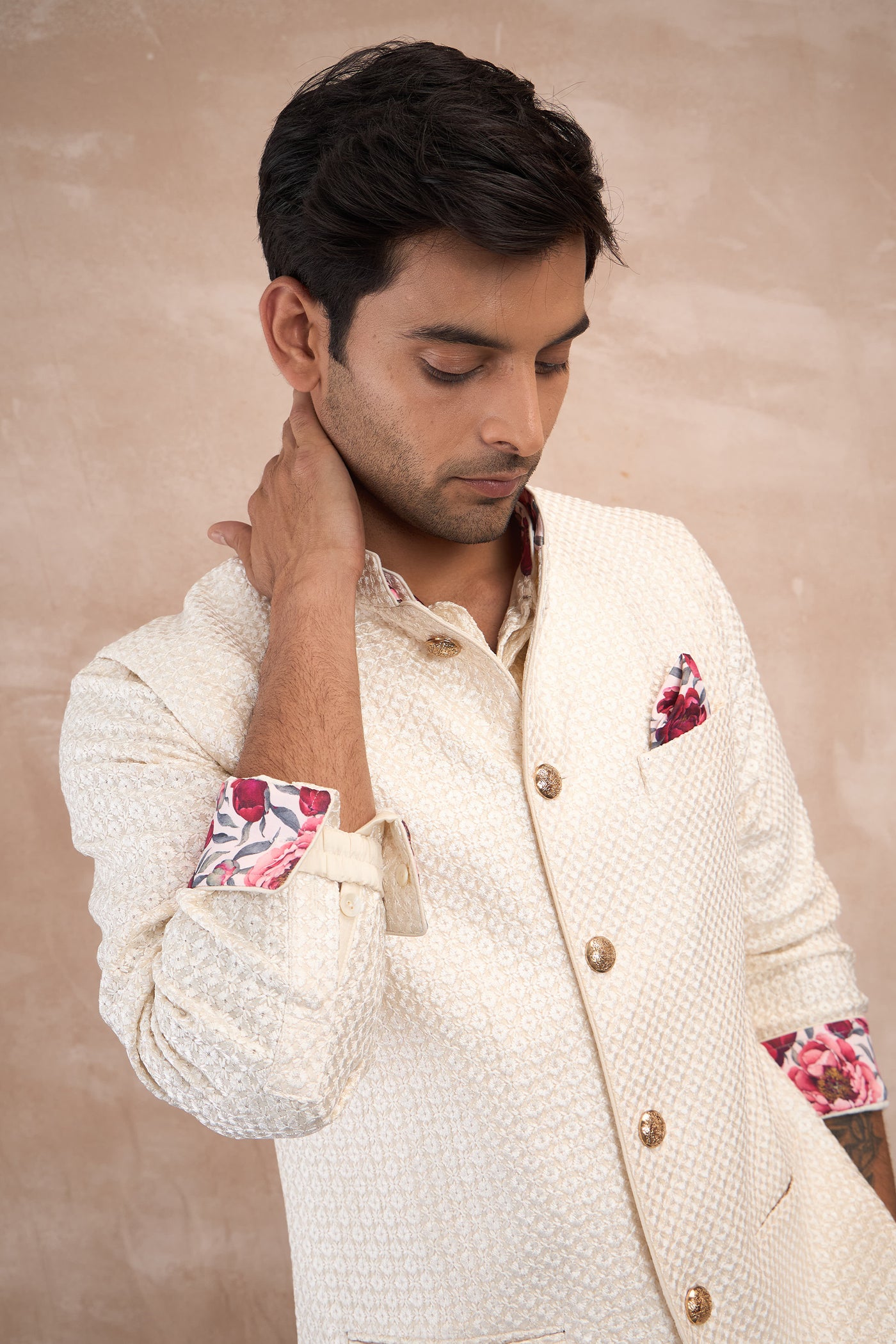 Arjan Dugal Inara Nehru Jacket Ivory indian designer wear online shopping melange singapore