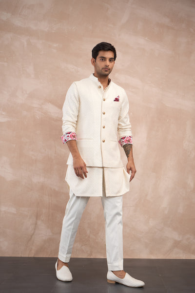 Arjan Dugal Inara Nehru Jacket Ivory indian designer wear online shopping melange singapore