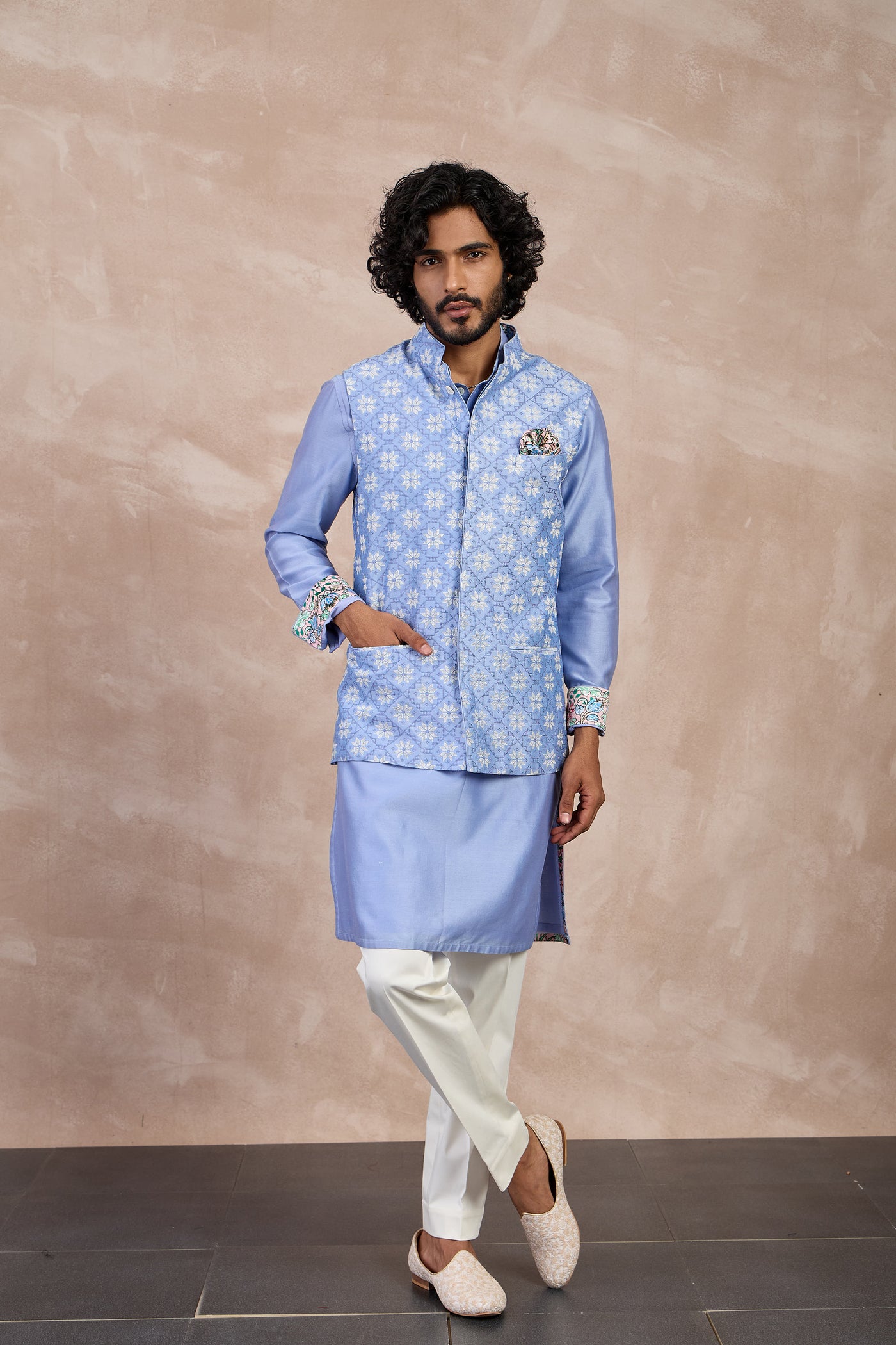 Arjan Dugal Kairos Nehru Jacket Persian Violet indian designer wear online shopping melange singapore