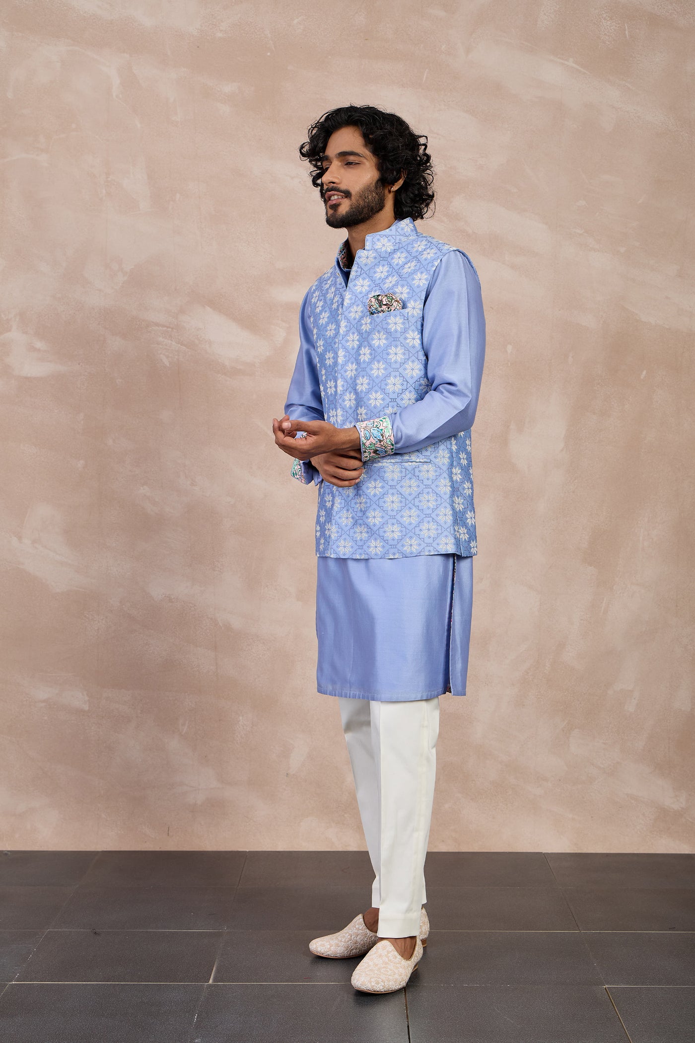 Arjan Dugal Kairos Nehru Jacket Persian Violet indian designer wear online shopping melange singapore