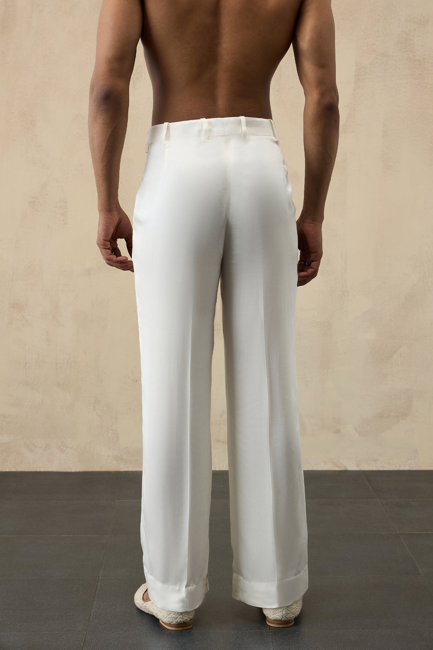 Arjan Dugal Straight Fit Pants Off White indian designer wear online shopping melange singapore