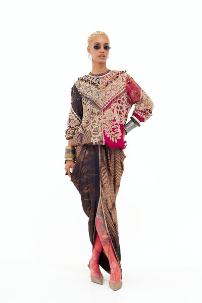 Aseem Kapoor Zahra Sweatshirt Multi Set indian designer wear online shopping melange singapore