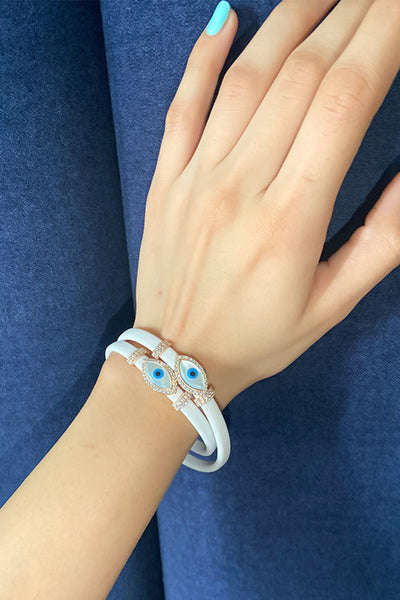Bansri Mehta Double Evil Eye Adjustable Wrap Bracelet With Swarovski Crystals indian designer wear online shopping melange singapore