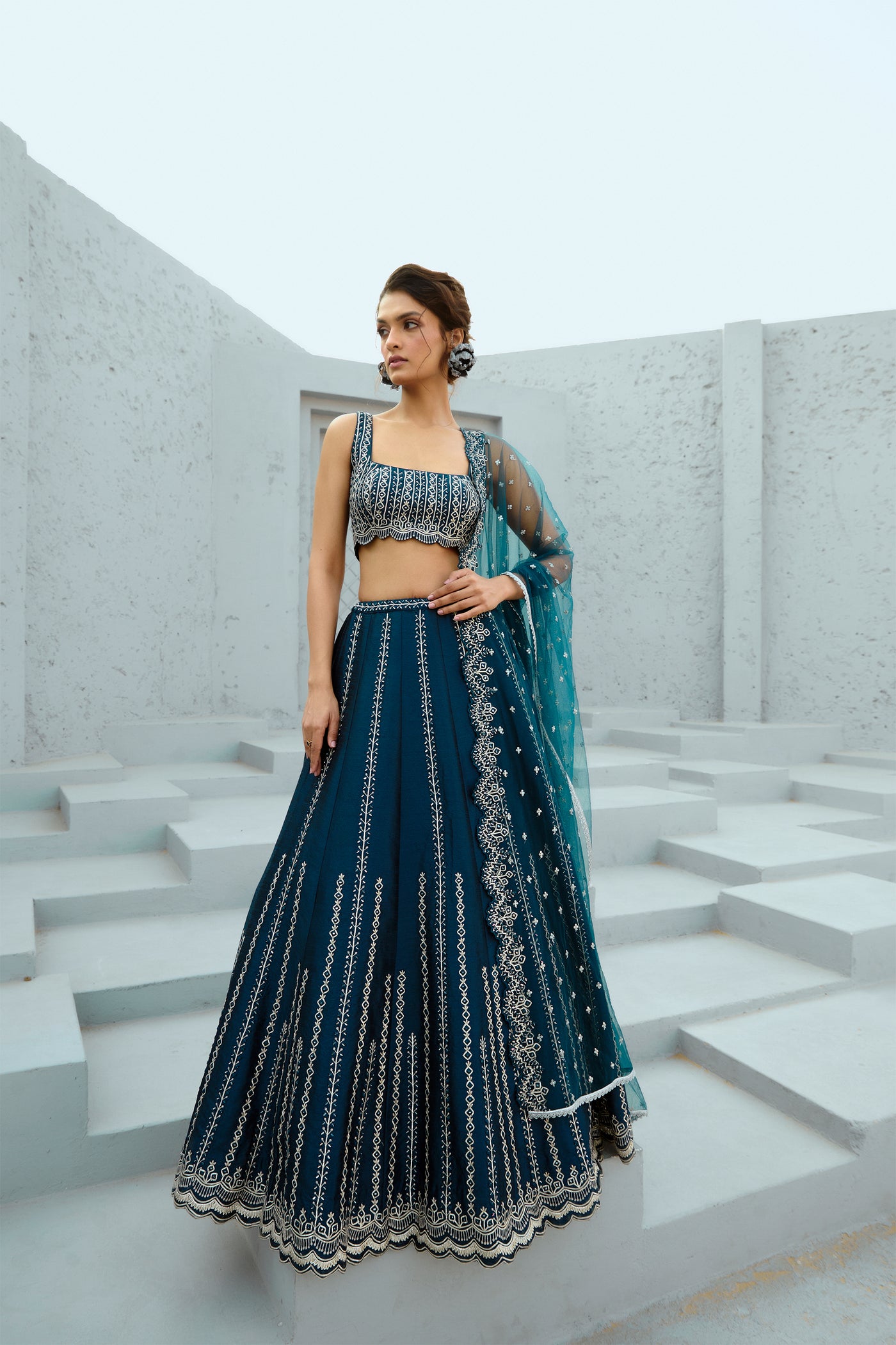 Chamee and Palak Blue Riya Skirt indian designer wear online shopping melange singapore