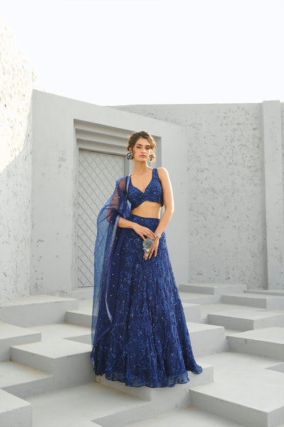 Chamee and Palak Blue Serena Skirt indian designer wear online shopping melange singapore