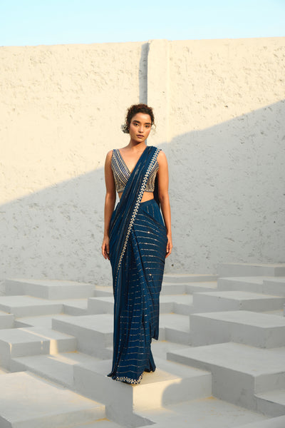 Chamee and Palak Chayya Pre Draped Saree indian designer wear online shopping melange singapore
