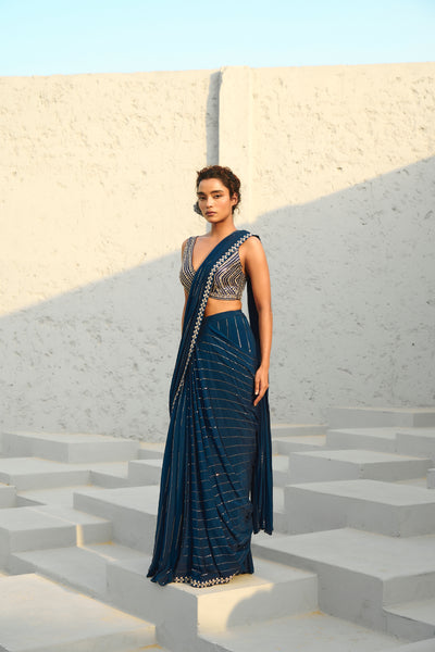 Chamee and Palak Chayya Pre Draped Saree indian designer wear online shopping melange singapore
