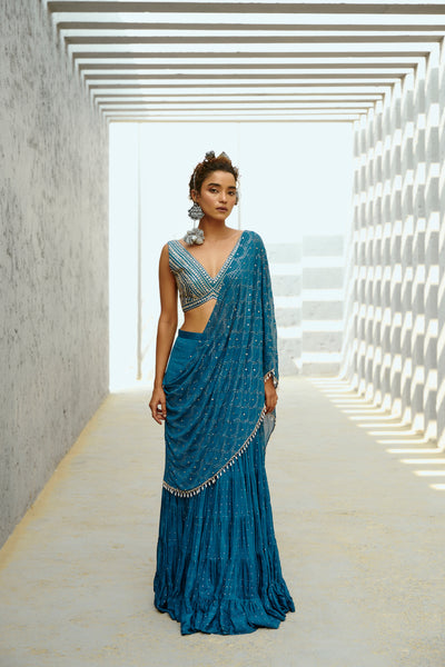 Chamee and Palak Grace Pre Drape Saree indian designer wear online shopping melange singapore