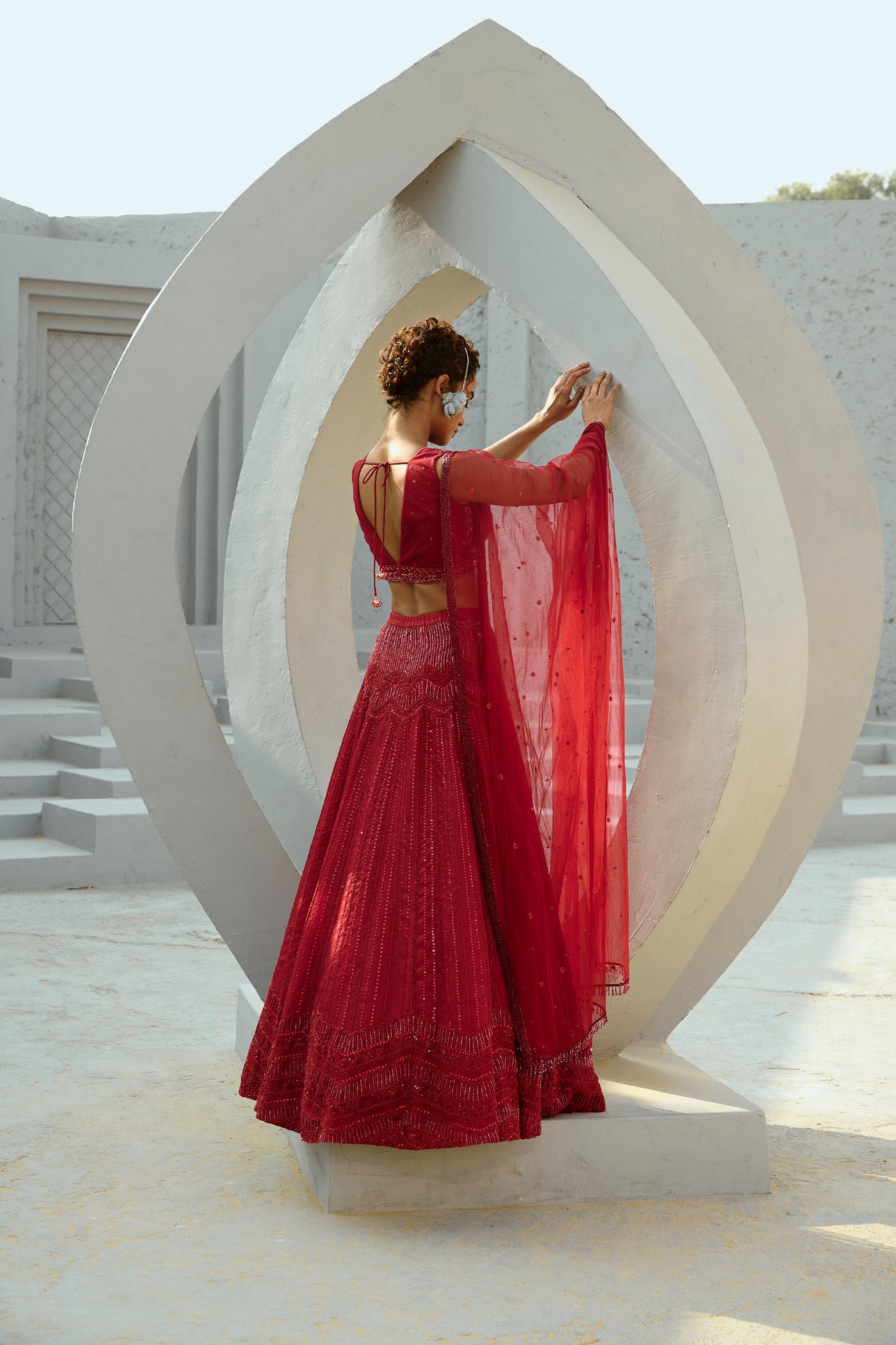 Chamee and Palak Red Alisha Skirt indian designer wear online shopping melange singapore