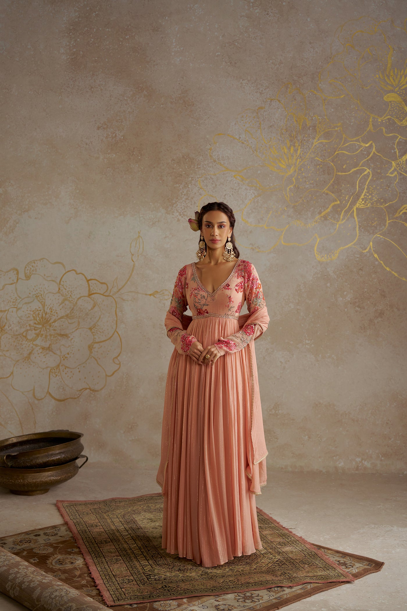 Chhavvi Aggarwal Blush Rose Anarkali indian designer wear online shopping melange singapore