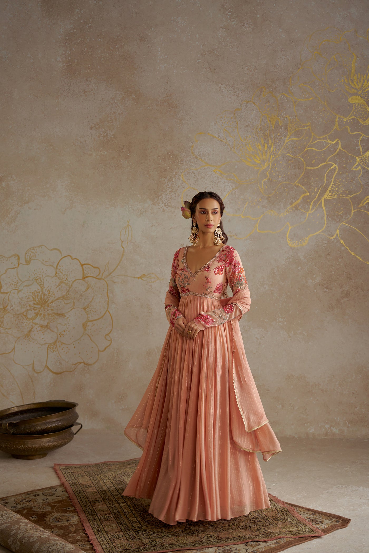 Chhavvi Aggarwal Blush Rose Anarkali indian designer wear online shopping melange singapore