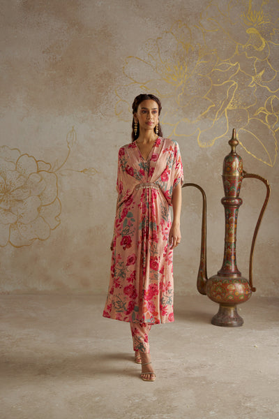 Chhavvi Aggarwal Blush Rose Kaftan Kurta Set indian designer wear online shopping melange singapore