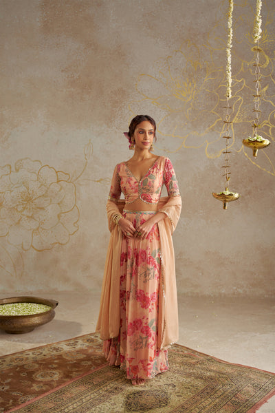 Chhavvi Aggarwal Blush Rose Lehenga indian designer wear online shopping melange singapore