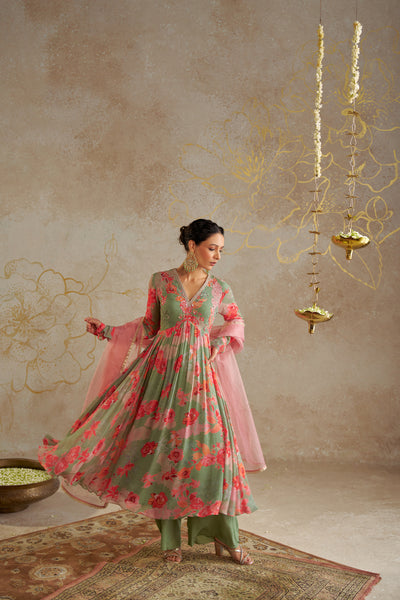 Chhavvi Aggarwal Jade Rose Anarkali indian designer wear online shopping melange singapore
