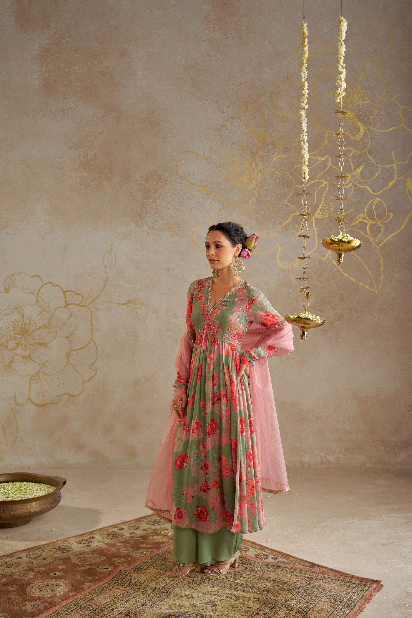 Chhavvi Aggarwal Jade Rose Anarkali indian designer wear online shopping melange singapore
