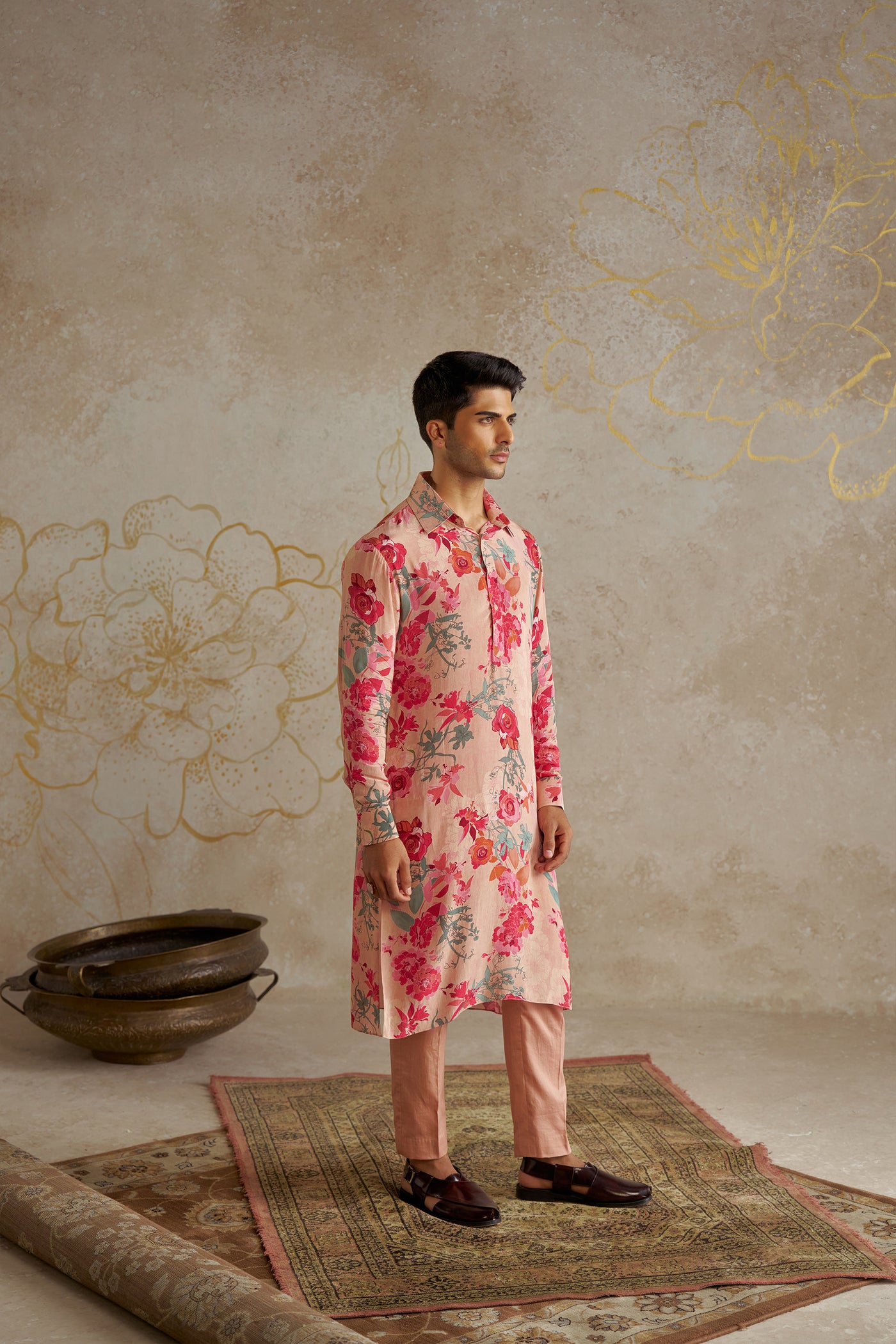 Chhavvi Aggarwal Menswear Blush Rose Kurta Set indian designer wear online shopping melange singapore