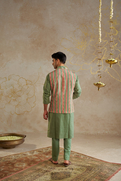 Chhavvi Aggarwal Menswear Jade Kurta Set With Printed Jacket indian designer wear online shopping melange singapore