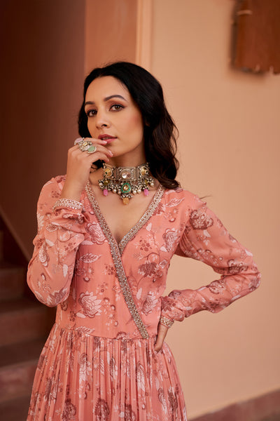 Chhavvi Aggarwal Peach Kurta Set indian designer wear online shopping melange singapore