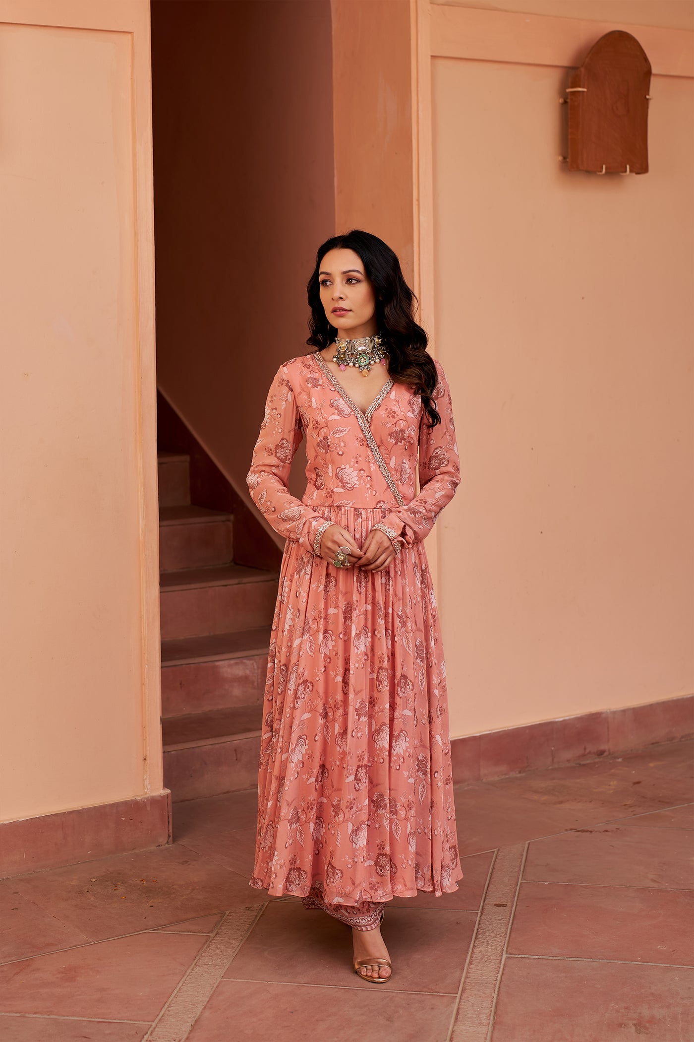 Chhavvi Aggarwal Peach Kurta Set indian designer wear online shopping melange singapore