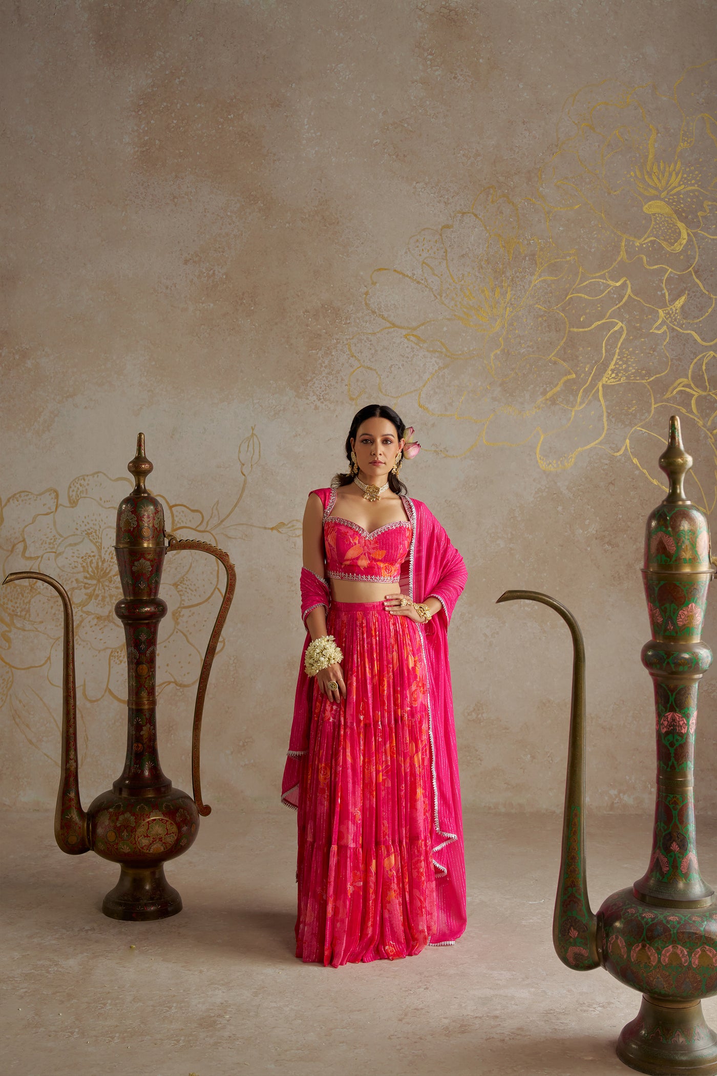 Chhavvi Aggarwal Pink Rose Lehenga indian designer wear online shopping melange singapore