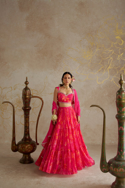 Chhavvi Aggarwal Pink Rose Lehenga indian designer wear online shopping melange singapore