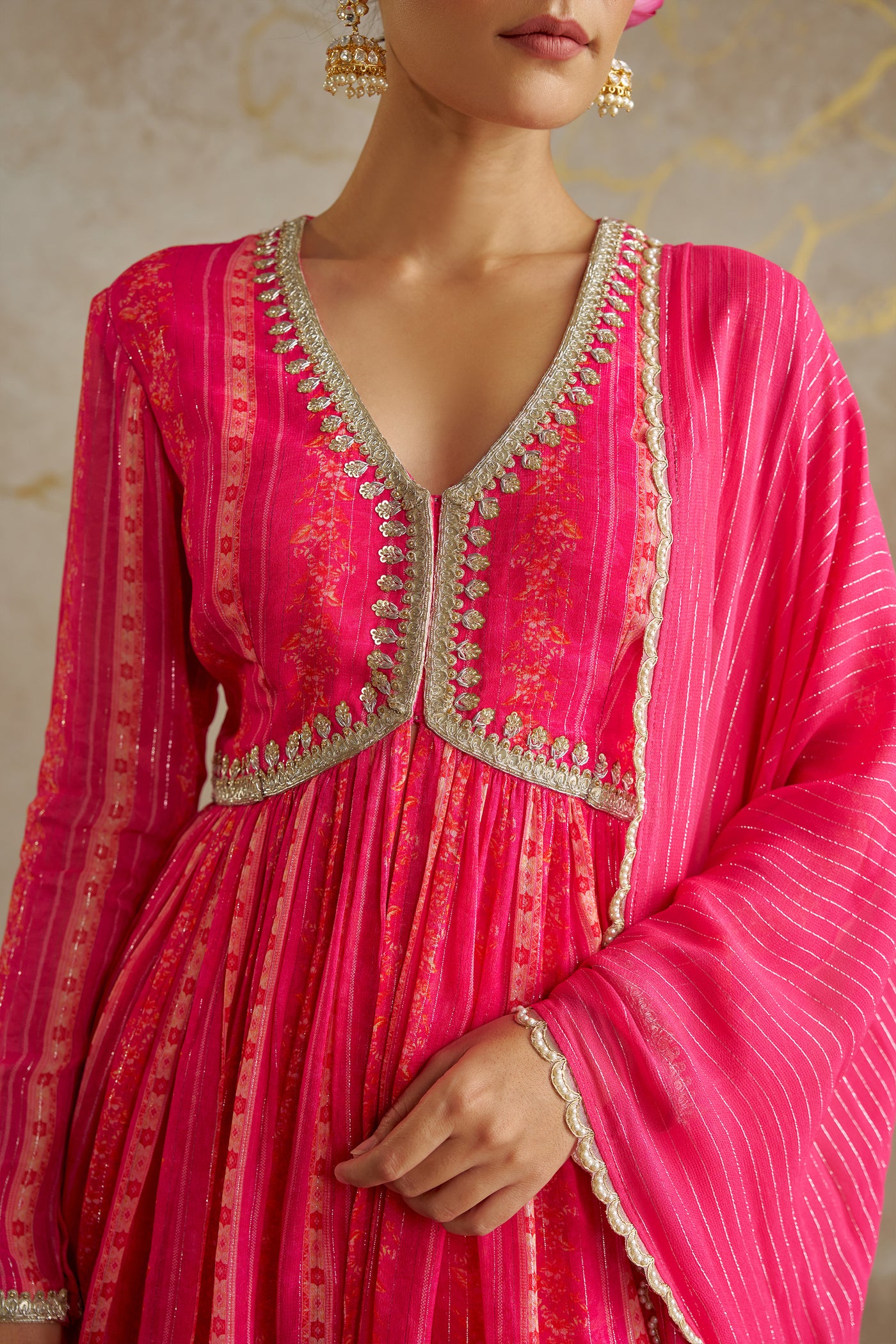 Chhavvi Aggarwal Pink Vine Sharara Set indian designer wear online shopping melange singapore