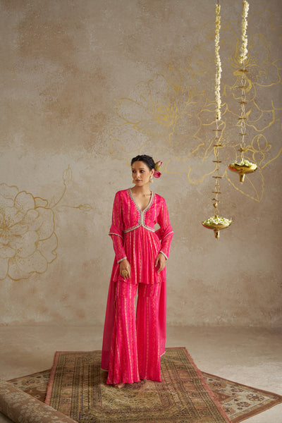 Chhavvi Aggarwal Pink Vine Sharara Set indian designer wear online shopping melange singapore