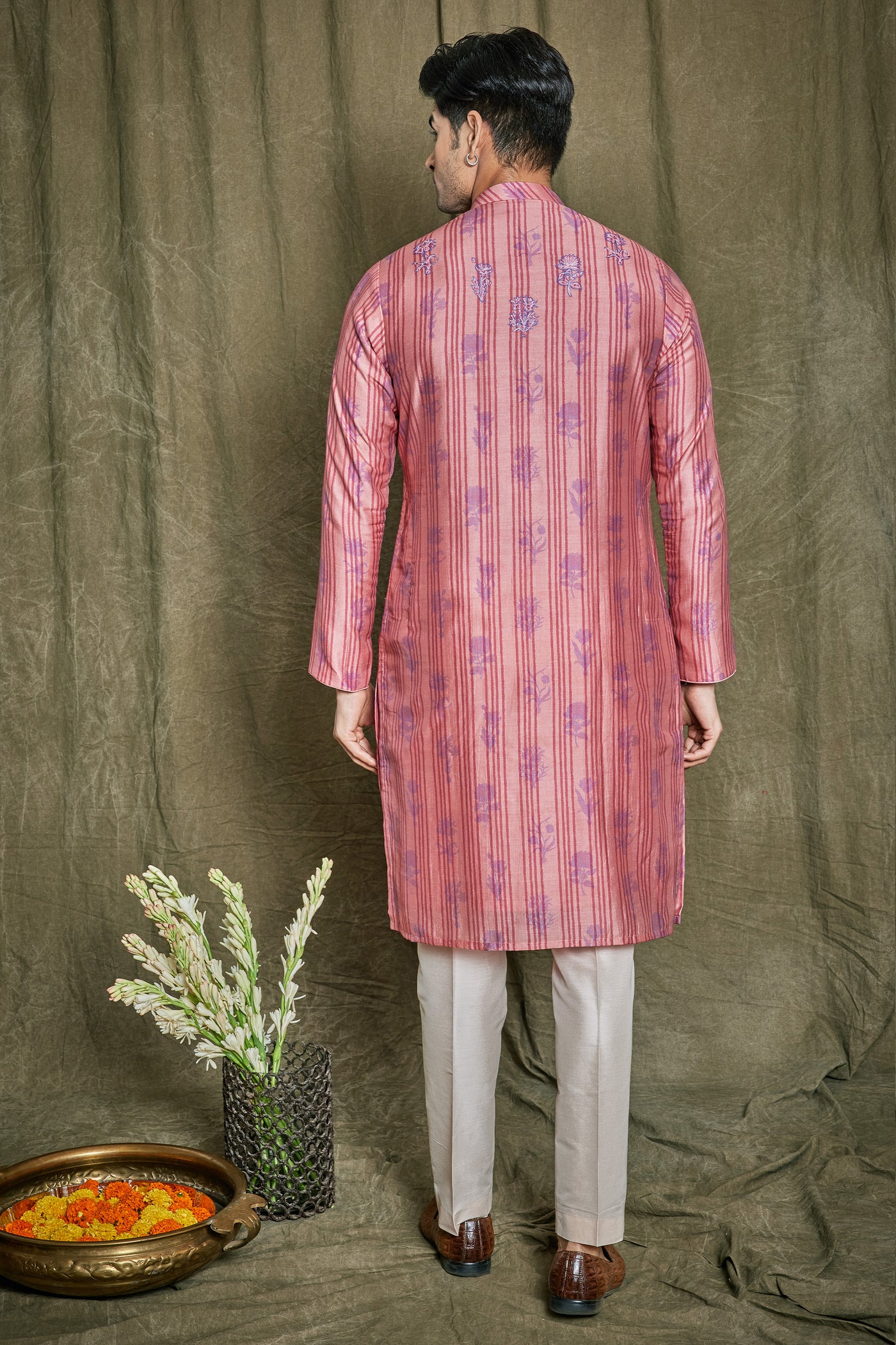 Empaar Printed Chanderi Silk Kurta Set indian designer wear online shopping melange singapore