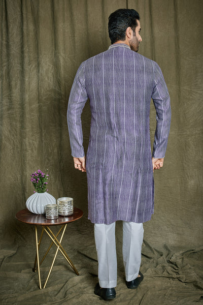 Empaar Printed Linear Chanderi Silk Kurta Set indian designer wear online shopping melange singapore