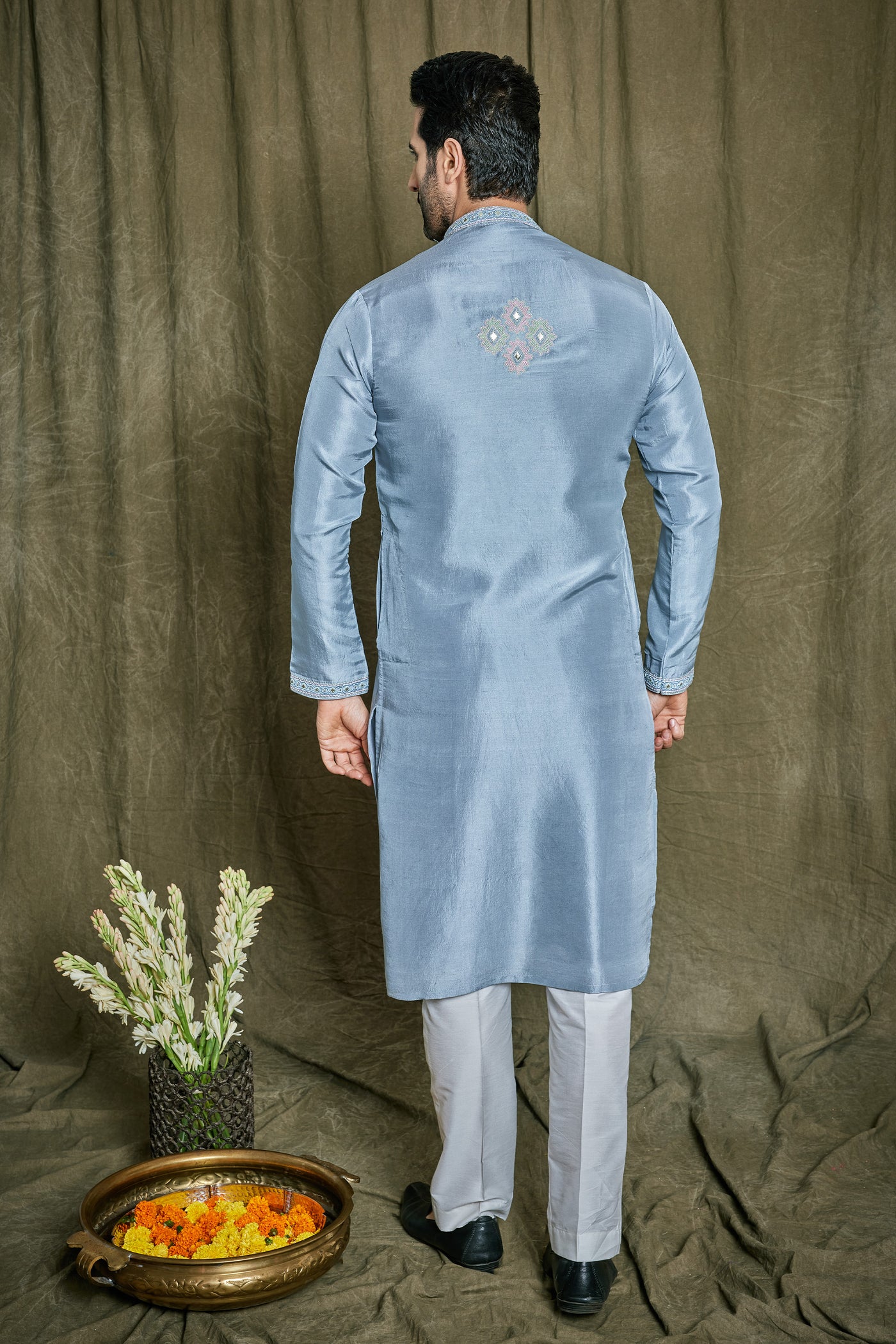 Empaar Pure Dupion Silk Kurta Set indian designer wear online shopping melange singapore
