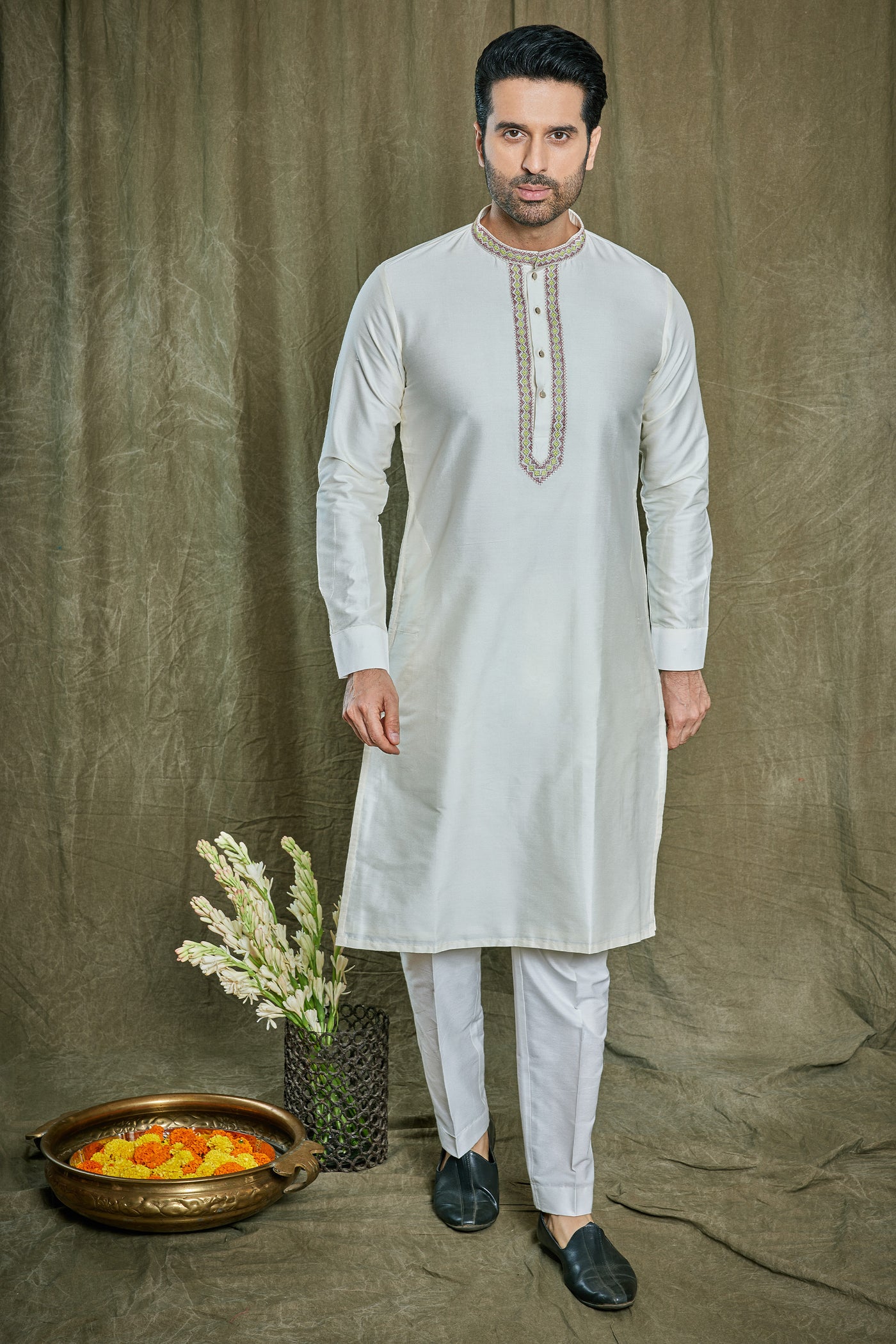 Empaar Spun Silk Kurta Set indian designer wear online shopping melange singapore