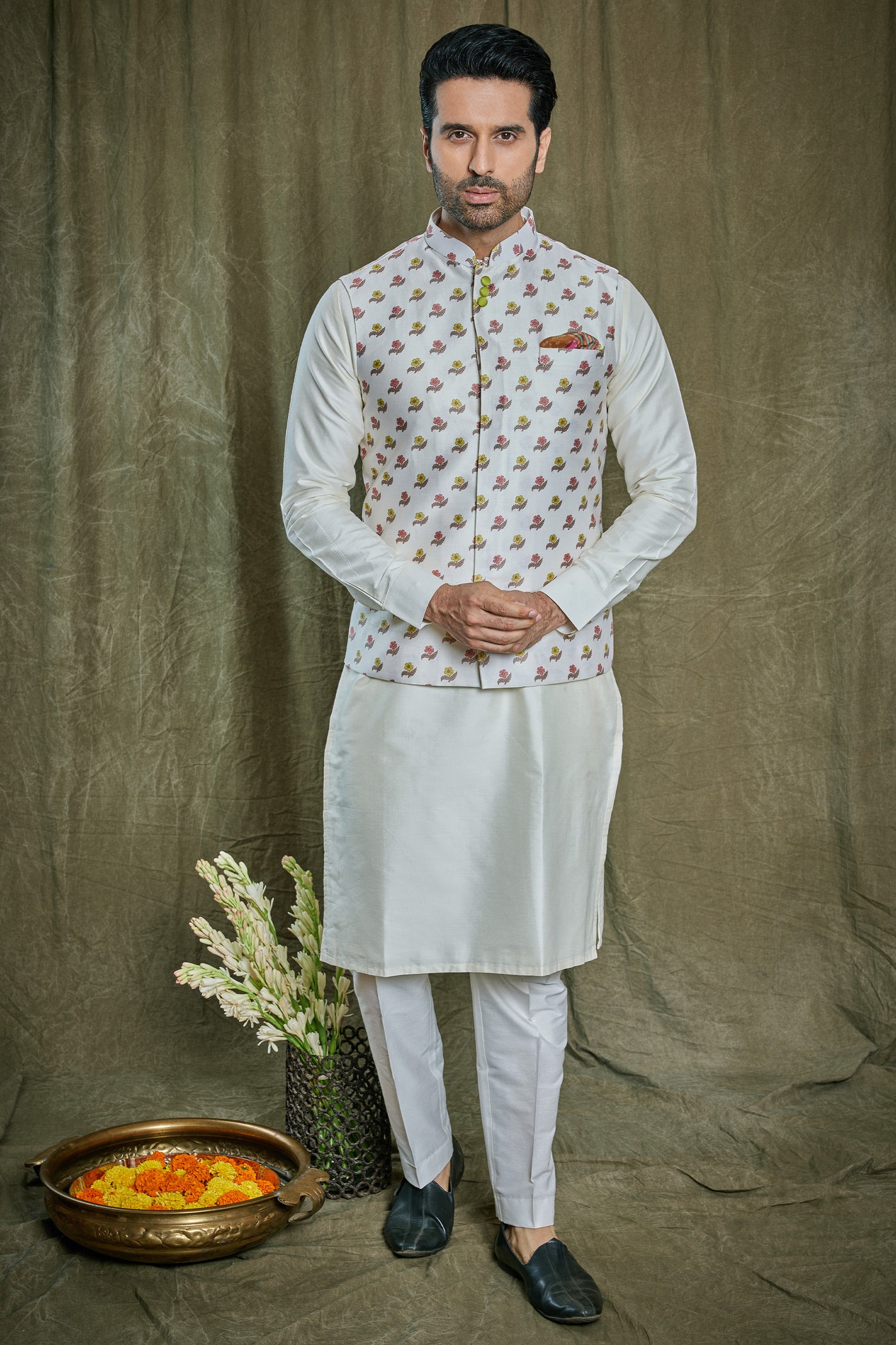 Empaar Spun Silk Kurta Set indian designer wear online shopping melange singapore