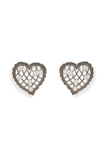 Esme Whispering Heart Earring Gunmetal indian designer wear online shopping melange singapore