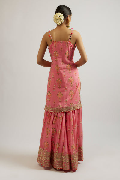 Gopi Vaid Advika Strappy Sharara Set Pink indian designer wear online shopping melange singapore