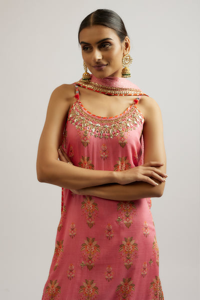 Gopi Vaid Advika Strappy Sharara Set Pink indian designer wear online shopping melange singapore