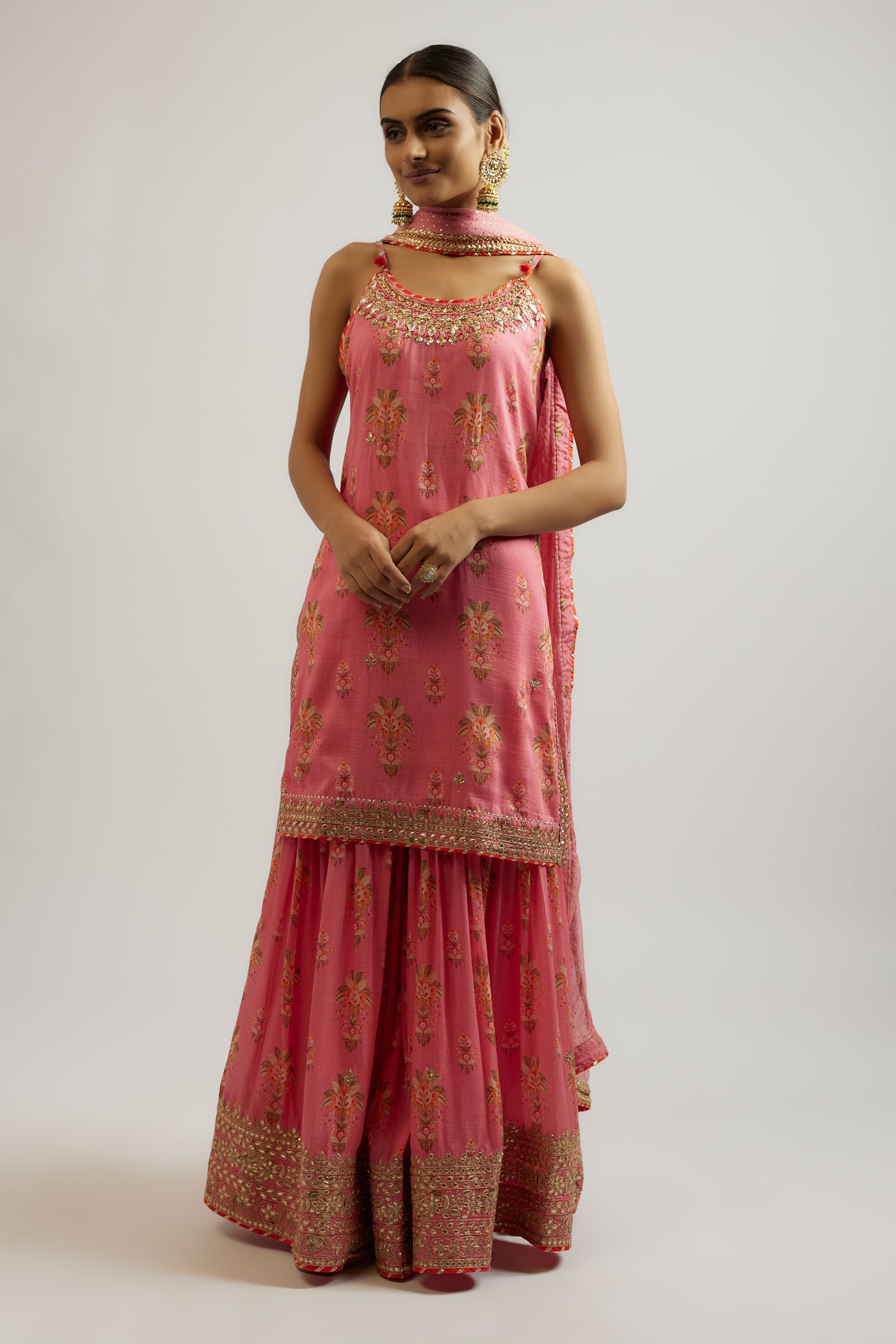 Gopi Vaid Advika Strappy Sharara Set Pink indian designer wear online shopping melange singapore