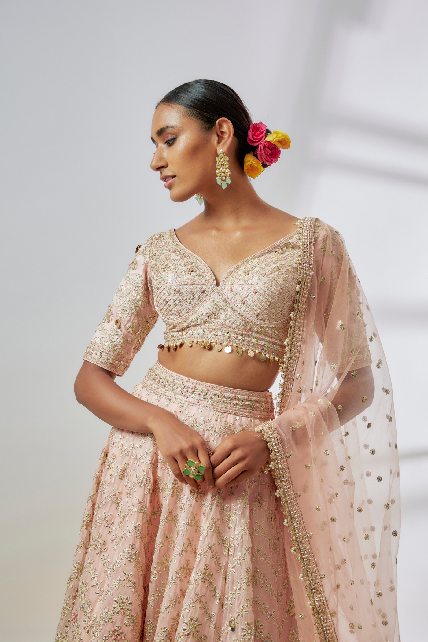 Gopi Vaid Anaya Lehenga Set Blush Pink Melange Singapore Online Shopping Womenswear Destination Weddings