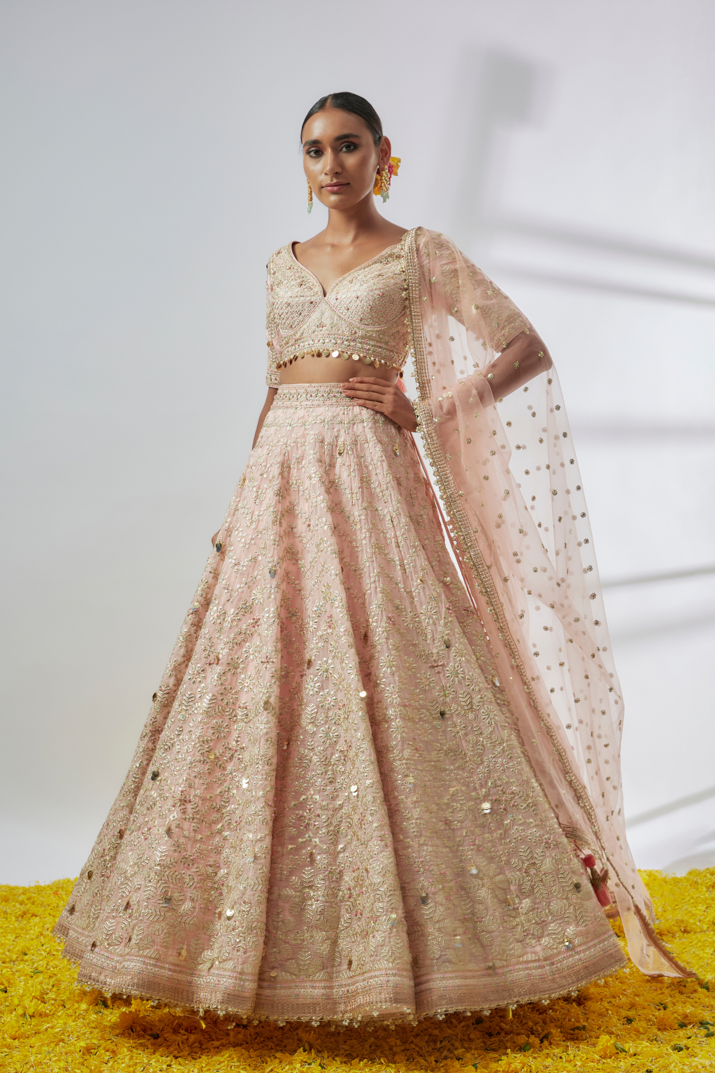 Gopi Vaid Anaya Lehenga Set Blush Pink Melange Singapore Online Shopping Womenswear Destination Weddings