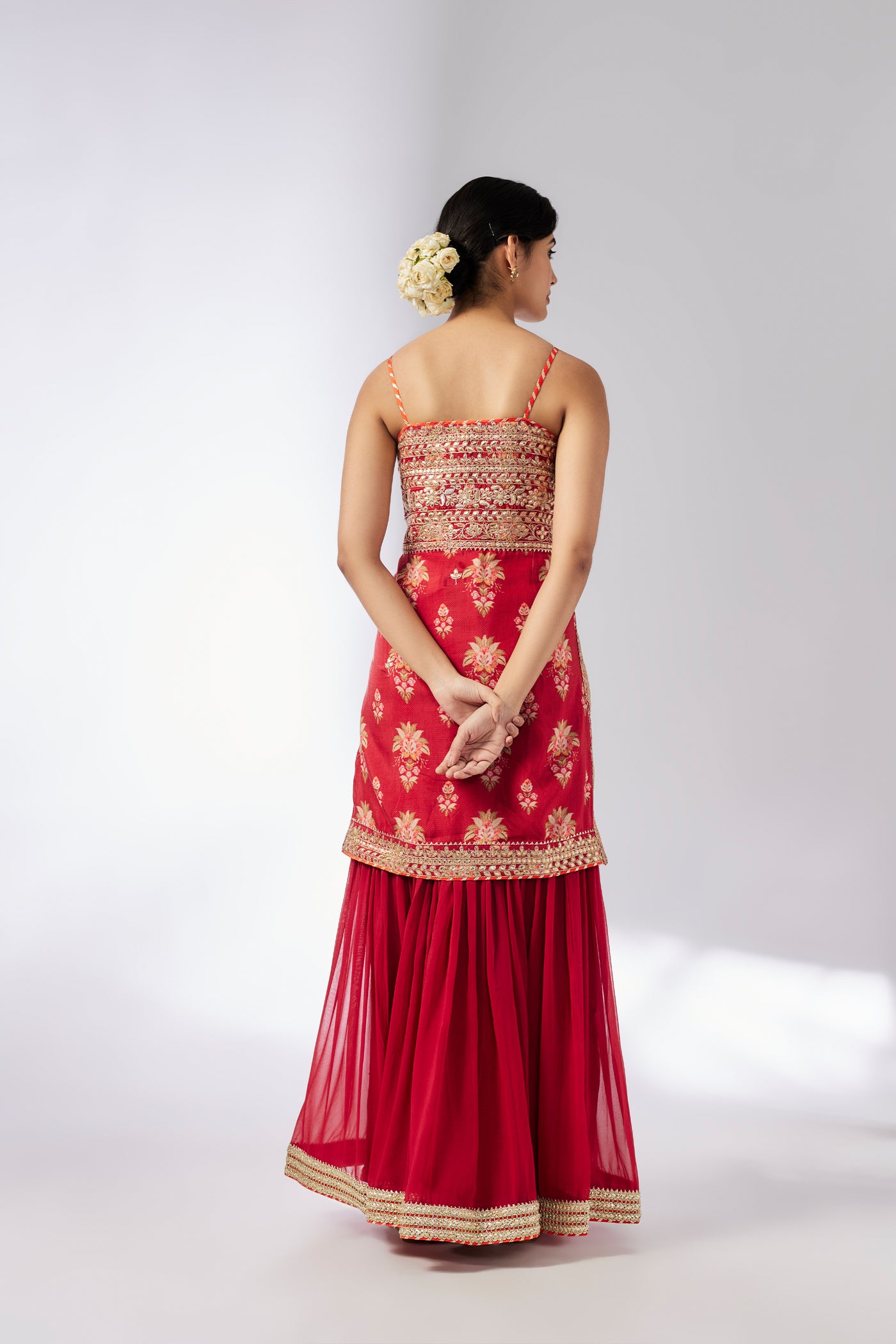 Gopi Vaid Chhaya Strappy Sharara Set Red indian designer wear online shopping melange singapore