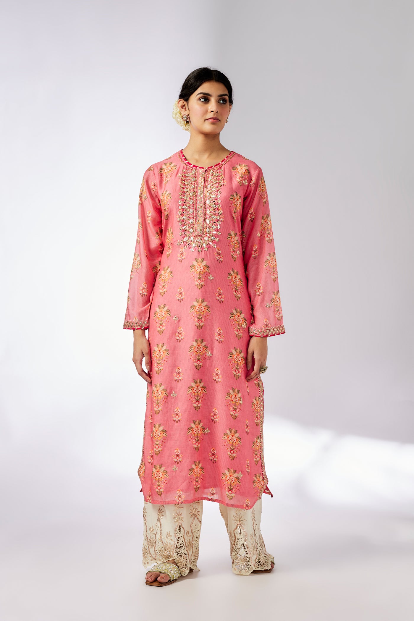 Gopi Vaid Dhara Tunic Pink indian designer wear online shopping melange singapore