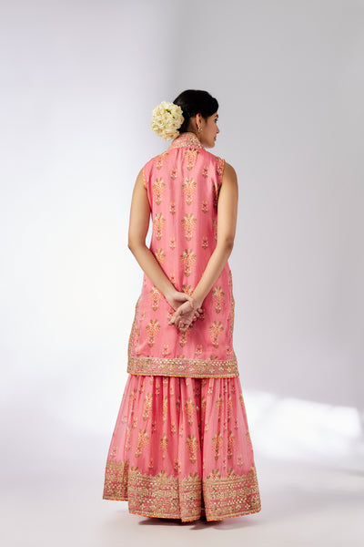 Gopi Vaid Dhriti Sleeveless Sharara Set Pink indian designer wear online shopping melange singapore