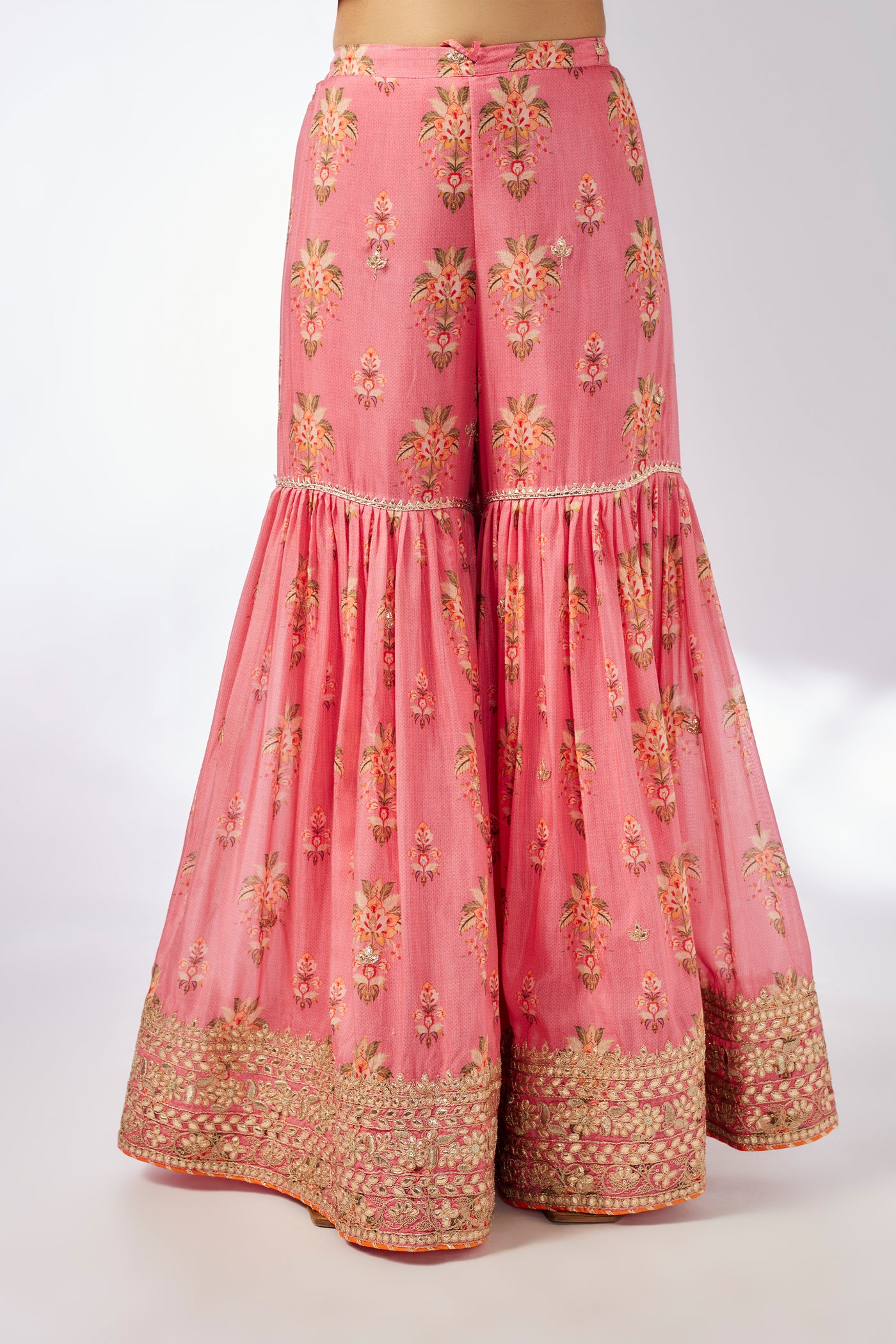 Gopi Vaid Dhriti Sleeveless Sharara Set Pink indian designer wear online shopping melange singapore