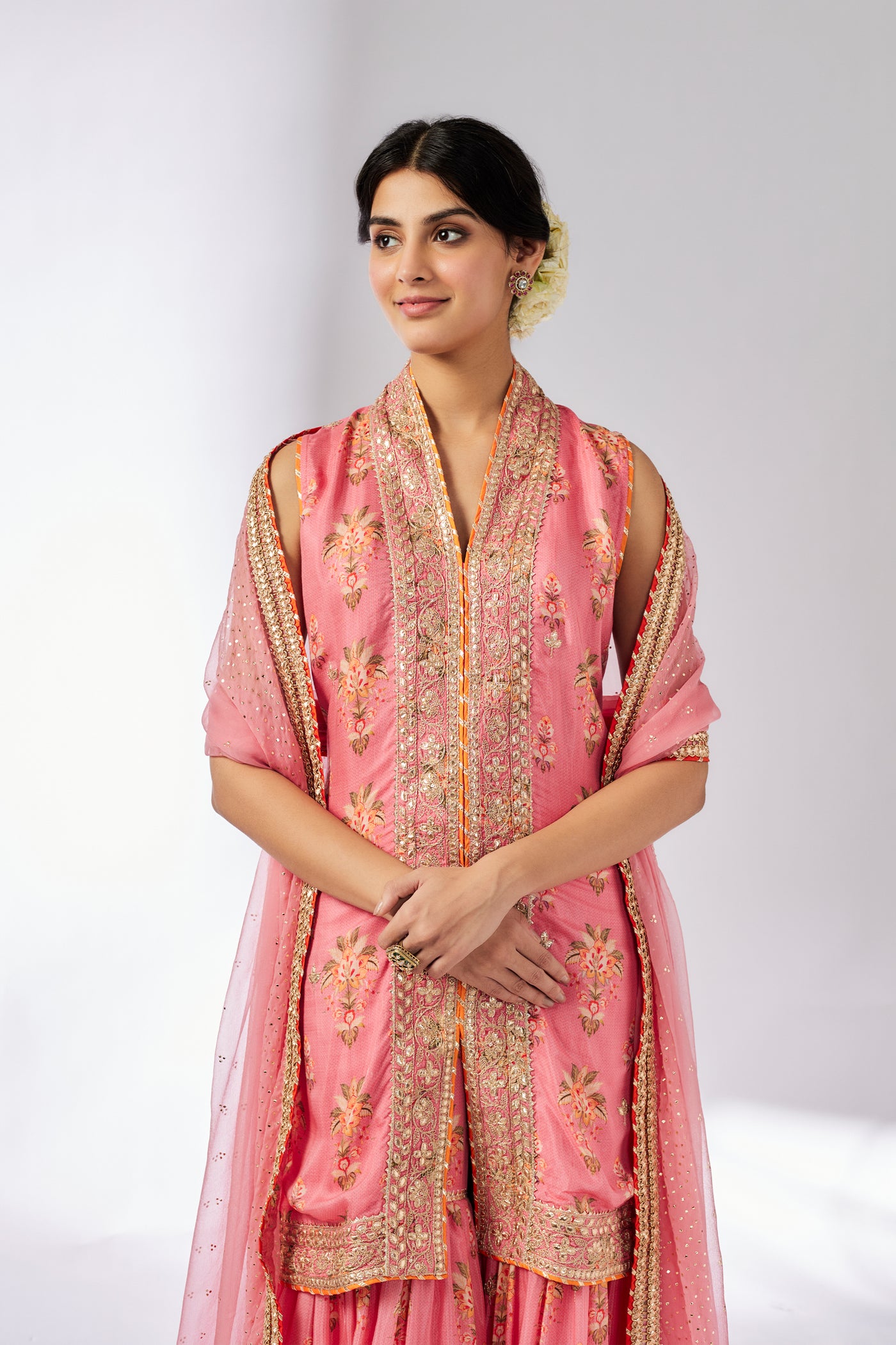 Gopi Vaid Dhriti Sleeveless Sharara Set Pink indian designer wear online shopping melange singapore