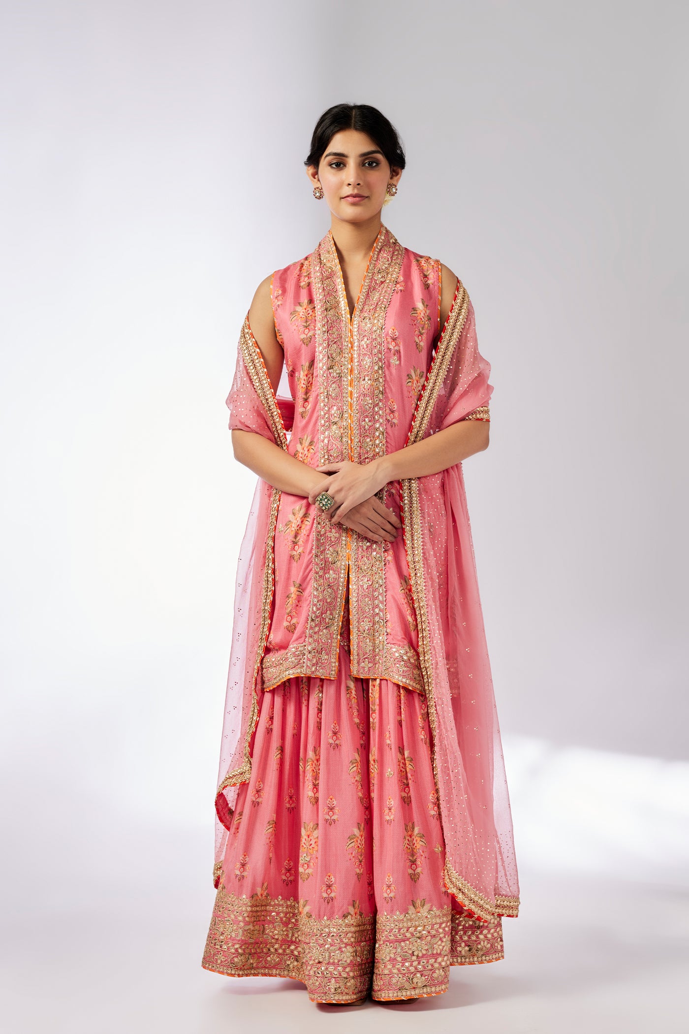 Gopi Vaid Dhriti Sleeveless Sharara Set Pink indian designer wear online shopping melange singapore