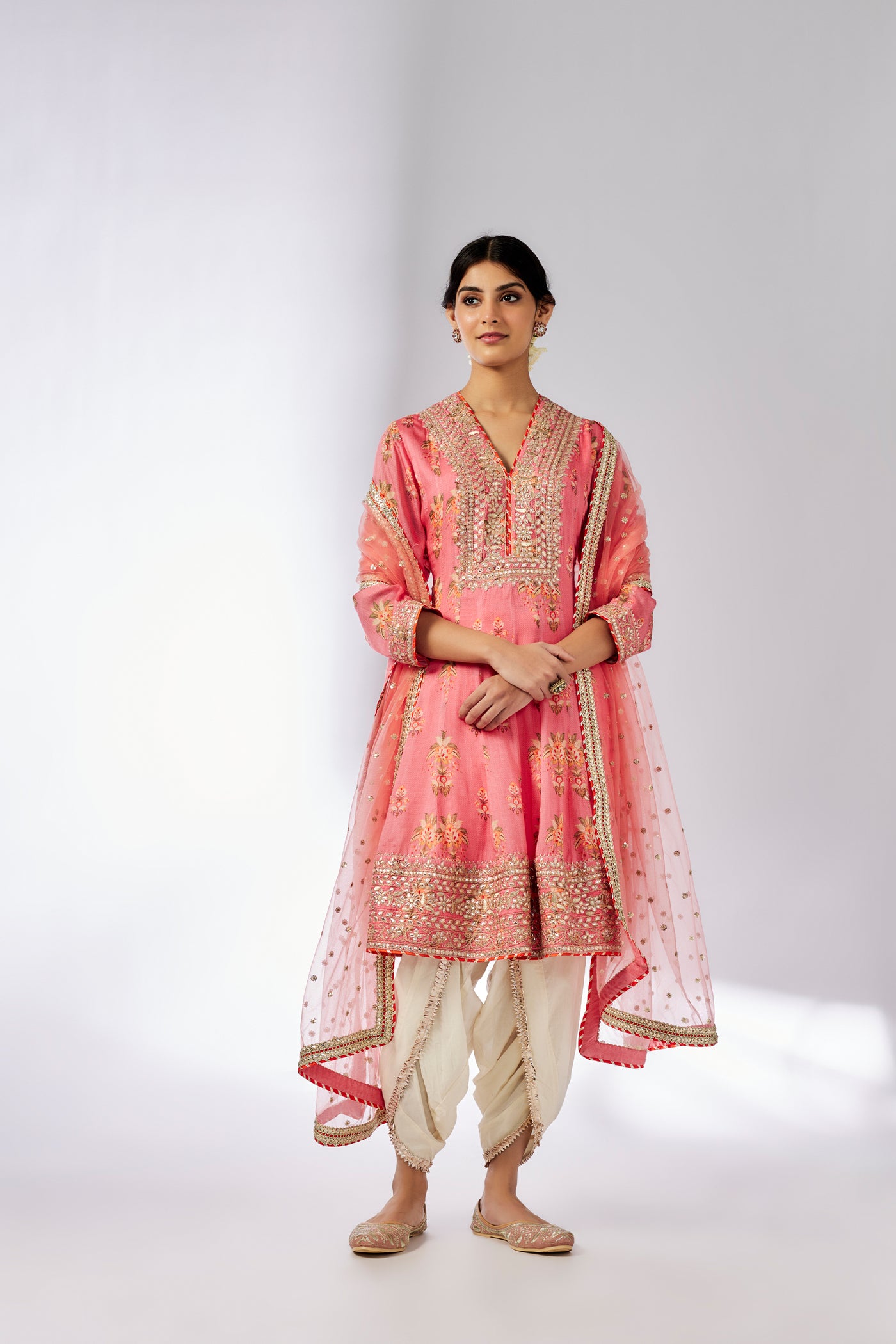 Gopi Vaid Ekta AG Dhoti Set Pink indian designer wear online shopping melange singapore