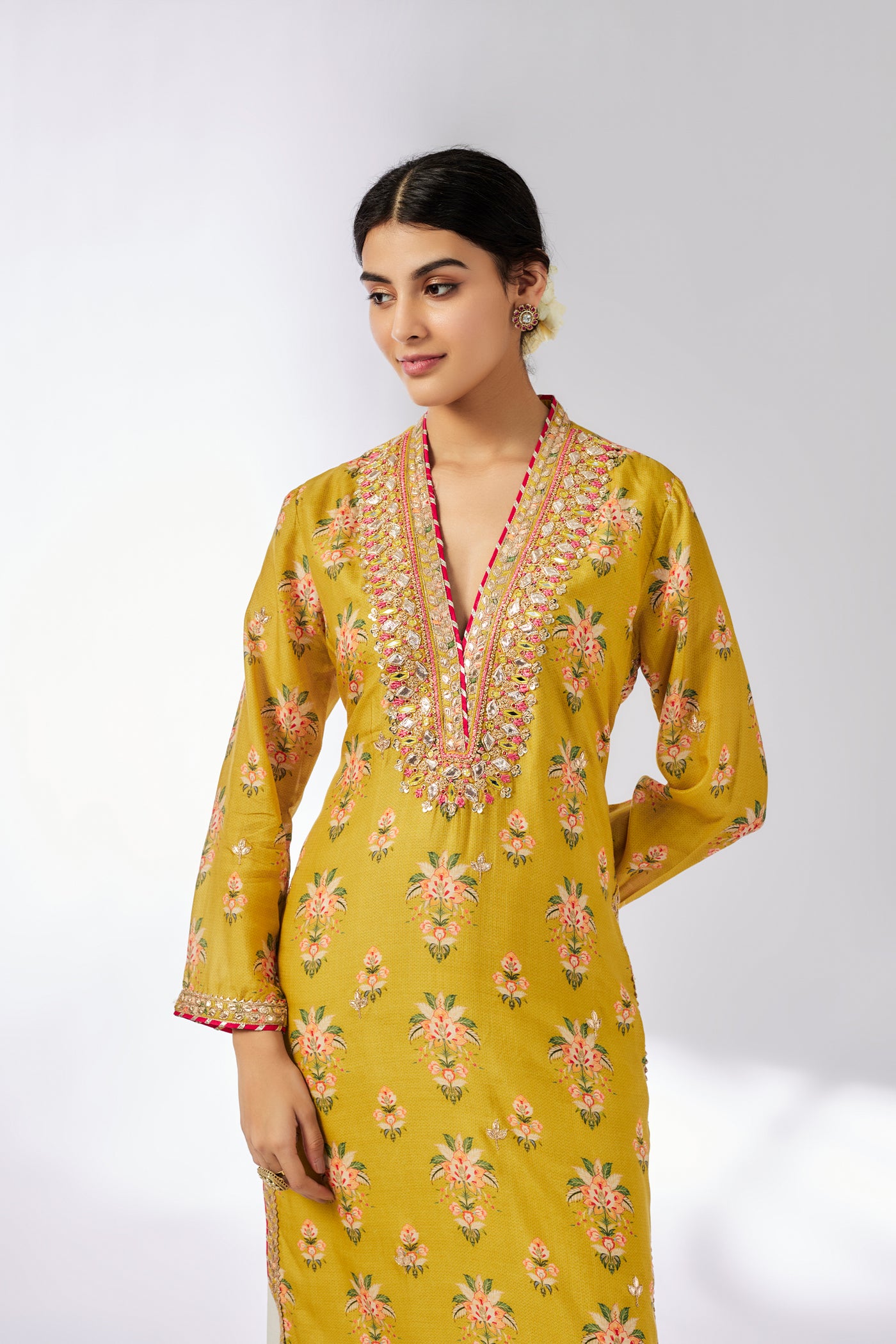 Gopi Vaid Gargi Tunic Mustard indian designer wear online shopping melange singapore