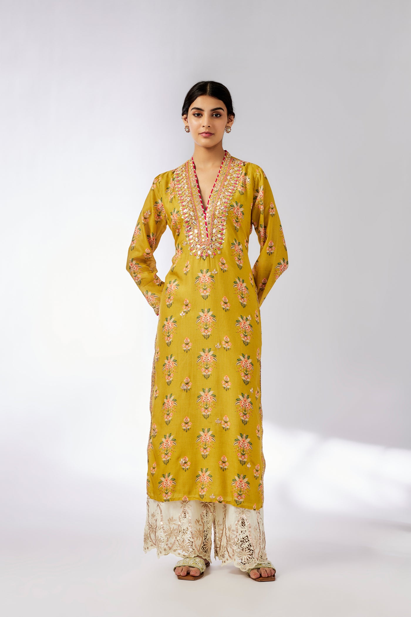 Gopi Vaid Gargi Tunic Mustard indian designer wear online shopping melange singapore